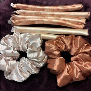 Kitsch Satin Hair Scrunchie & Heatless Curlers Set - Rose Gold & Champagne